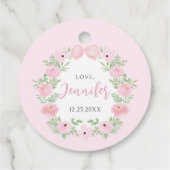 Niedliche pastellrosa Blumendusche Danke Geschenkanhänger (Rückseite)