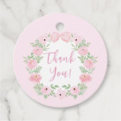 Niedliche pastellrosa Blumendusche Danke Geschenkanhänger (Vorderseite)