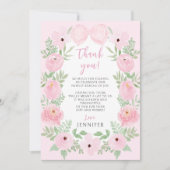 Niedliche pastellrosa Bogen mit blühender, elegant Dankeskarte (Vorderseite)