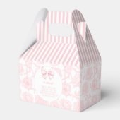 Niedliche pastellrosa Bugband Babydusche Geschenkschachtel (Rückseite)