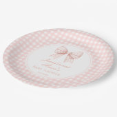 Niedliche pastellrosa Bugband Babydusche Pappteller (Schrägansicht)