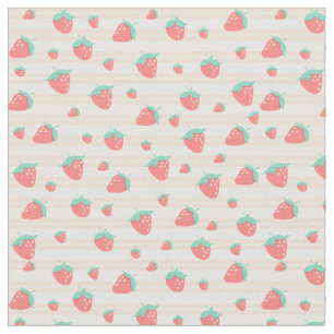 Niedliche Pastellrosa Erdbeeren und Crememuster Stoff