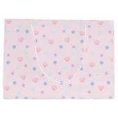 Niedliche Pastellrosa Muscheln Seesterne und Perle Große Geschenktüte (Rückseite)