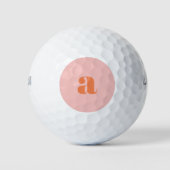 Niedliche Pastellrosa Orange Retro-Buchstaben Golfball (Vorderseite)