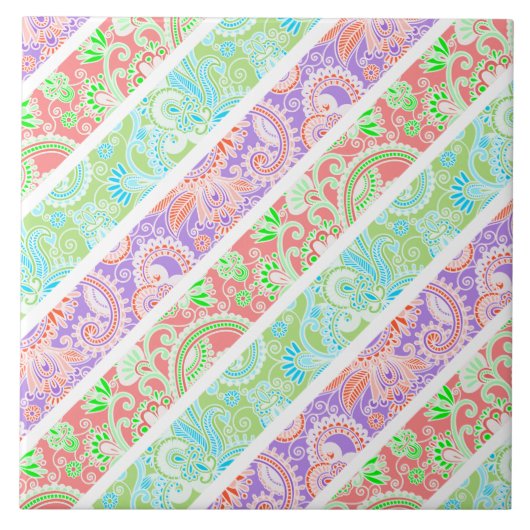 Niedliche Pastellstreifen für Blume Fliese (Vorderseite)