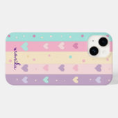 Niedliche Pastellstreifen Herz-Polka Dots Monogram Case-Mate iPhone Hülle (Rückseite (Horizontal))
