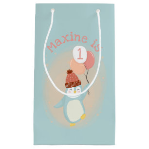 Niedliche Pastelpinguine mit Balloons Kleine Geschenktüte