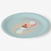 Niedliche Pastelpinguine mit Balloons Pappteller (Schrägansicht)