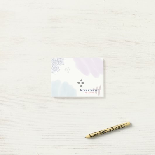 Niedliche Pastete Abstrakt Brush Strokes Post-it Klebezettel (Auf Schreibtisch)