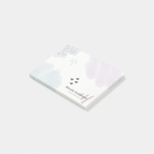 Niedliche Pastete Abstrakt Brush Strokes Post-it Klebezettel (angewinkelt)