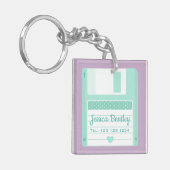 Niedliche Pastete Aquamarin Retro-Diskette, benutz Schlüsselanhänger (Vorderseite links)