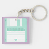 Niedliche Pastete Aquamarin Retro-Diskette, benutz Schlüsselanhänger (Rückseite)