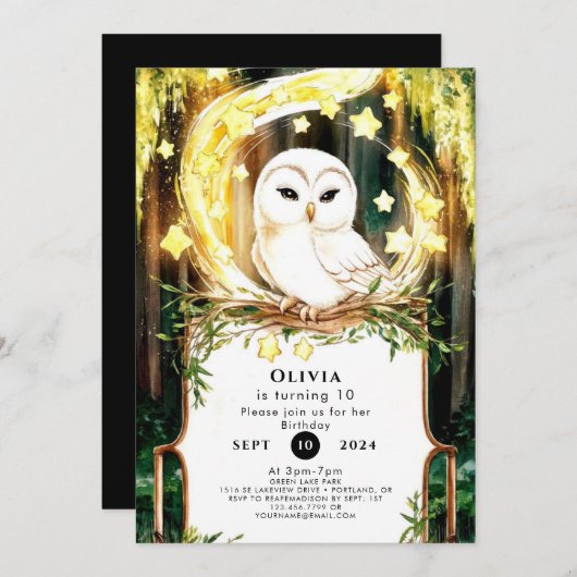 Niedliche Pastete Owl Geburtstag Einladung (Vorne/Hinten)