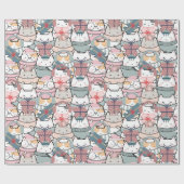 Niedliche Pastete Weihnachtskatzenverpackung Geschenkpapier (Flach)