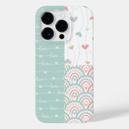 Niedliche Patchwork-Liebe Hearts Rainbows Pastel Case-Mate iPhone 14 Pro Hülle
