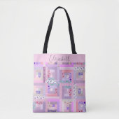 Niedliche Patchwork-Quilting Themed Colorful Custo Tasche (Vorderseite)