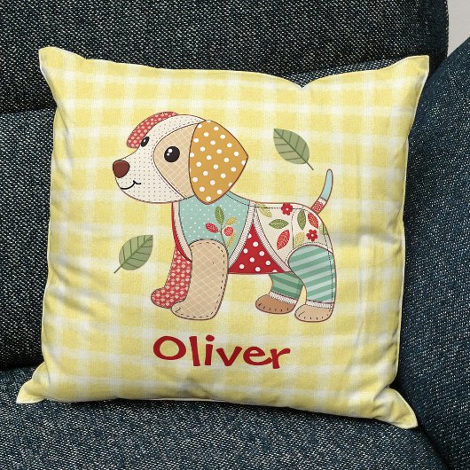 Niedliche Patchwork-Welpe Kissen