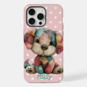 Niedliche Patchwork-Welpe | Personalisiert Pink Po iPhone Hülle (Rückseite)