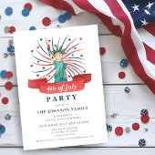 Niedliche Patriotische Freiheitsstatue 4. Juli Einladung