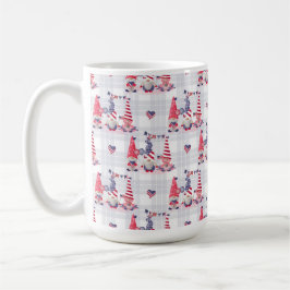 NIEDLICHE PATRIOTISCHE ROTE WEISSE BLAUE GNOMES KAFFEETASSE