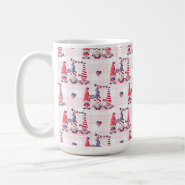 NIEDLICHE PATRIOTISCHE ROTE WEISSE BLAUE GNOMES KAFFEETASSE