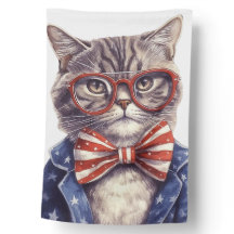 NIEDLICHE PATRIOTISCHE ROTE WEISSE BLAUE TABBY CAT