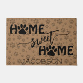 Niedliche Paw-Drucke mit Name Zuhause Sweet Zuhaus Fußmatte (Vorderseite)