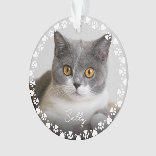 Niedliche Paw-Drucke und Herz-Rahmen-Foto für benu Ornament (Vorderseite)