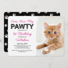 Niedliche Paw druckt Custom Pet Birthday Pawty Fot Einladung