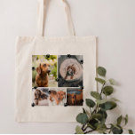 Niedliche Paw druckt fünf Begleiter-Fotos Tragetasche<br><div class="desc">Foto Collage Tasche für eine Hundebüt Mama,  Katzenmutter,  Hundedad oder Katzenpapa mit Platz für fünf Fotos Ihrer geliebten Pelzbabys,  umgeben von zufälligen Pfotenabzügen in Schwarz.</div>