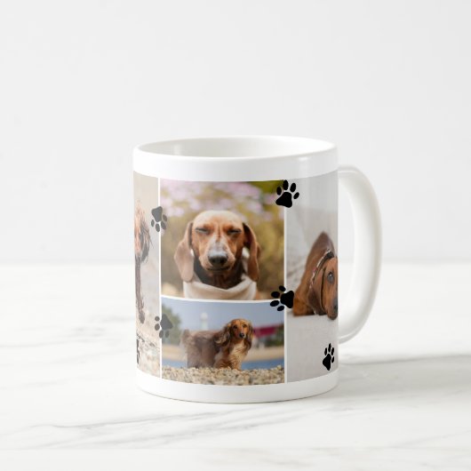 Niedliche Paw druckt sechs Pet-Fotos Kaffeetasse (VorderseiteRechts)