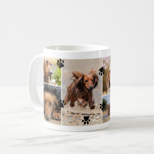 Niedliche Paw druckt sechs Pet-Fotos Kaffeetasse (Vorderseite Links)