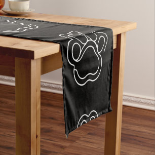 Niedliche Paw Print Animal Dog Lover White Line Co Kurzer Tischläufer