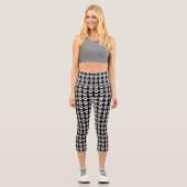 Niedliche Paw Print Black & White Pattern Trendset Capri Leggings (Vorderseite)