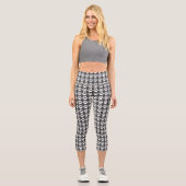 Niedliche Paw Print Grau & White Muster Trendy Capri Leggings (Vorderseite)