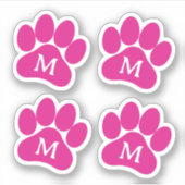Niedliche Paw Print Personalisiert Erstfarbige Vin Aufkleber (Vorderseite)
