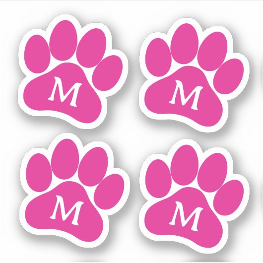 Niedliche Paw Print Personalisiert Erstfarbige Vin Aufkleber (Vorderseite)
