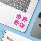 Niedliche Paw Print Personalisiert Erstfarbige Vin Aufkleber (Laptop mit iPhone)
