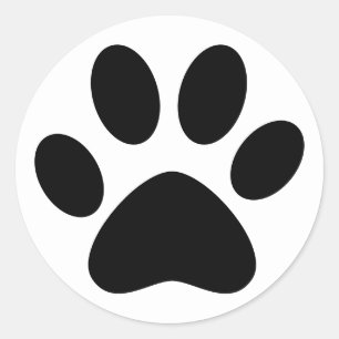 Niedliche Paw Print Pet Cat Dog Einfach Schwarz-we Runder Aufkleber