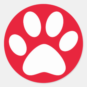 Niedliche Paw Print Pet Katze Einfach Weißer Hund Runder Aufkleber