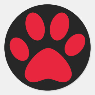 Niedliche Paw Print Pet Katze Hund Einfach Rot Sch Runder Aufkleber