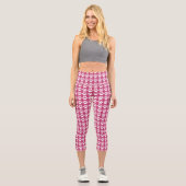 Niedliche Paw Print Pink & White Pattern Trendsett Capri Leggings (Vorderseite)