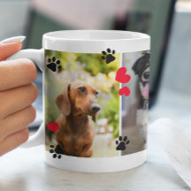 Niedliche Paw Prints & Red Hearts Vier Begleiter-F