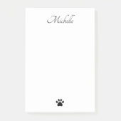 Niedliche Paw Prints Schwarz-weiß Personalisiert Post-it Klebezettel (Vorderseite)