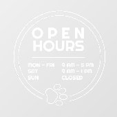 Niedliche Paw Round Business Open Hours Tür Fensteraufkleber (Blatt)