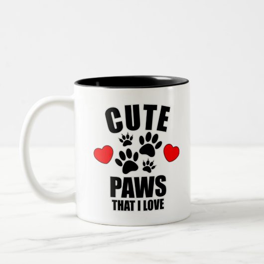 Niedliche Paws, die ich Liebe Zweifarbige Tasse (Links)