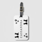 Niedliche Paws & Katzen Personalisierter Name Gepäckanhänger (Vorderseite Vertikal)