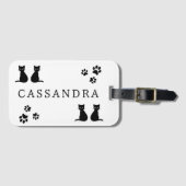 Niedliche Paws & Katzen Personalisierter Name Gepäckanhänger (Vorderseite (Horizontal))