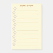 Niedliche Paws Personalisierte Dinge zu tun Post-it Klebezettel (Vorderseite)