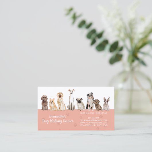 Niedliche Paws Wasserfarbenhunde Visitenkarte (Stehend Vorderseite)